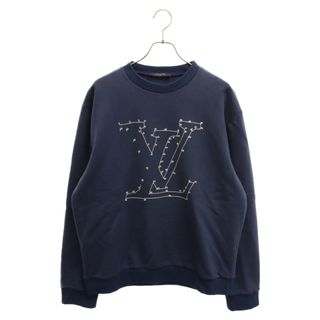 ルイヴィトン(LOUIS VUITTON)のLOUIS VUITTON ルイヴィトン 21AW LVステッチプリントエンブロイダリースウェット トレーナー ネイビー RM212Q FMC HLY41W(スウェット)