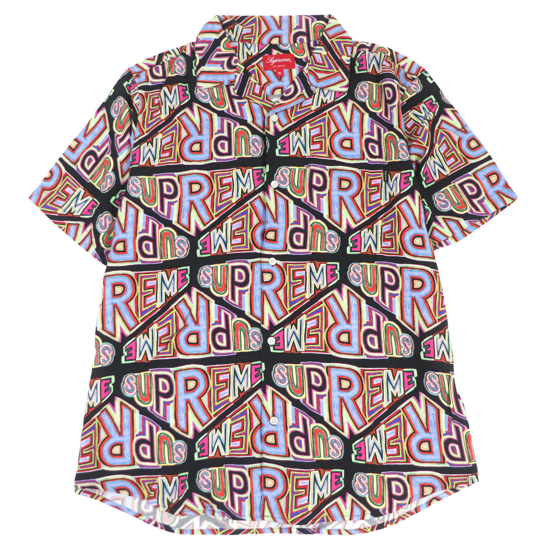 Supreme(シュプリーム)の極美品□Supreme シュプリーム 20AW Perspective Rayon SS Shirt ロゴ総柄 半袖 オープンカラー 開襟シャツ 柄シャツ マルチカラー XL 正規品 メンズ メンズのトップス(シャツ)の商品写真