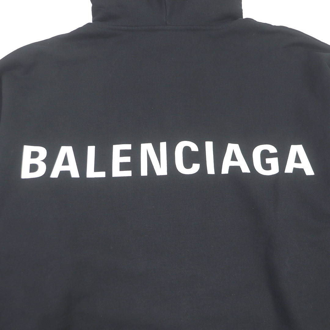Balenciaga(バレンシアガ)の美品□BALENCIAGA バレンシアガ 2020年製 556113 コットン100％ バックロゴプリント プルオーバーパーカー フーディー ブラック XS 正規品 メンズ メンズのトップス(パーカー)の商品写真