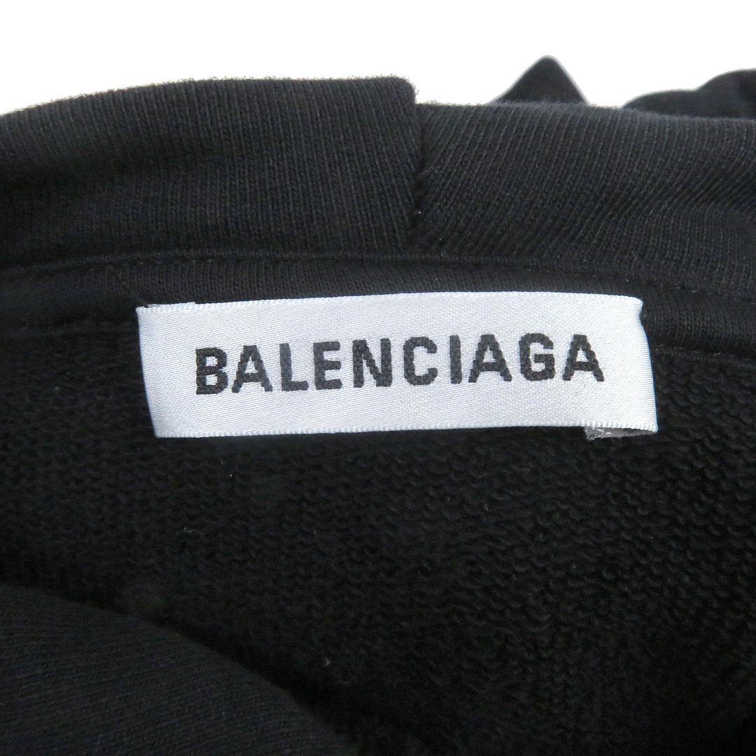 Balenciaga(バレンシアガ)の美品□BALENCIAGA バレンシアガ 2020年製 556113 コットン100％ バックロゴプリント プルオーバーパーカー フーディー ブラック XS 正規品 メンズ メンズのトップス(パーカー)の商品写真