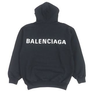 Balenciaga - 美品□BALENCIAGA バレンシアガ 2020年製 556113 コットン100％ バックロゴプリント プルオーバーパーカー フーディー ブラック XS 正規品 メンズ