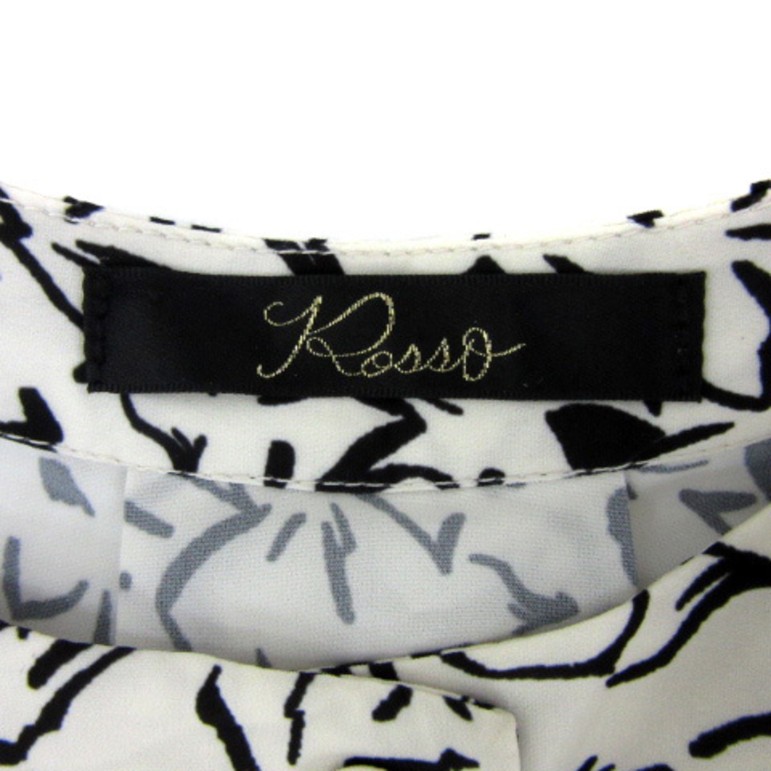 ROSSO(ロッソ)のロッソ  アーバンリサーチ シャツ ブラウス ノースリーブ 総柄 F 白 黒 レディースのトップス(シャツ/ブラウス(半袖/袖なし))の商品写真
