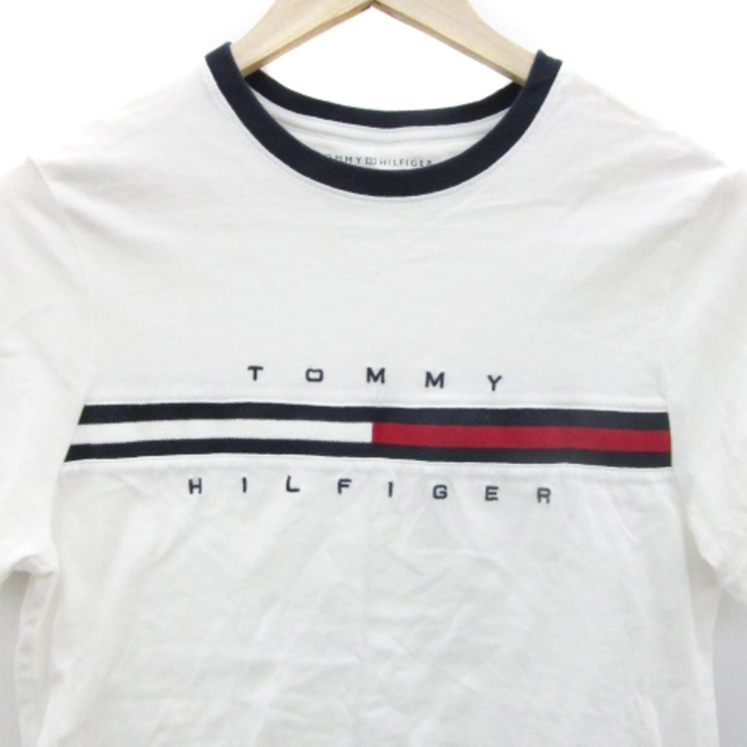 TOMMY HILFIGER(トミーヒルフィガー)のトミーヒルフィガー Tシャツ カットソー 半袖 刺繍 ロゴ S ホワイト レディースのトップス(Tシャツ(半袖/袖なし))の商品写真