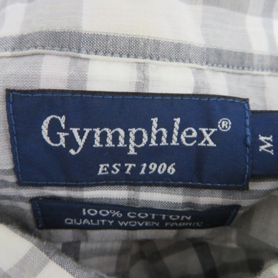 GYMPHLEX(ジムフレックス)のジムフレックス カジュアルシャツ 半袖 ボタンダウン チェック柄 M グレー メンズのトップス(シャツ)の商品写真