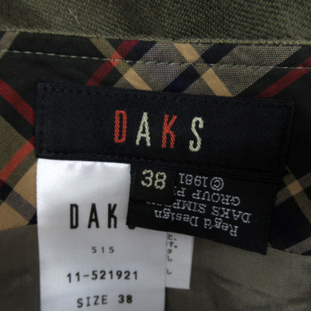 DAKS(ダックス)のダックス DAKS フレアスカート ロング丈 無地 リネン 38 カーキ レディースのスカート(ロングスカート)の商品写真