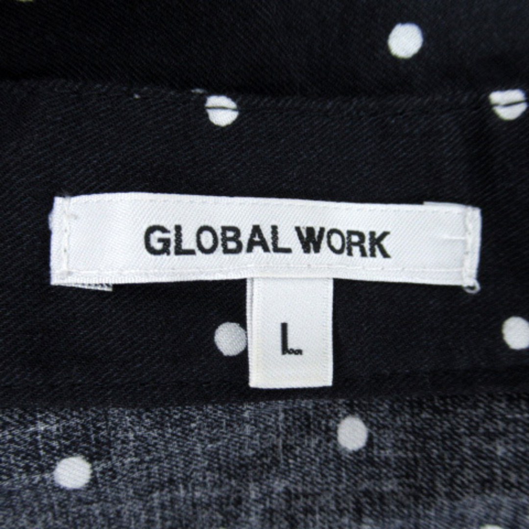 GLOBAL WORK(グローバルワーク)のグローバルワーク ブラウス カットソー 長袖 リボンタイ ドット柄 L 黒 白 レディースのトップス(シャツ/ブラウス(長袖/七分))の商品写真