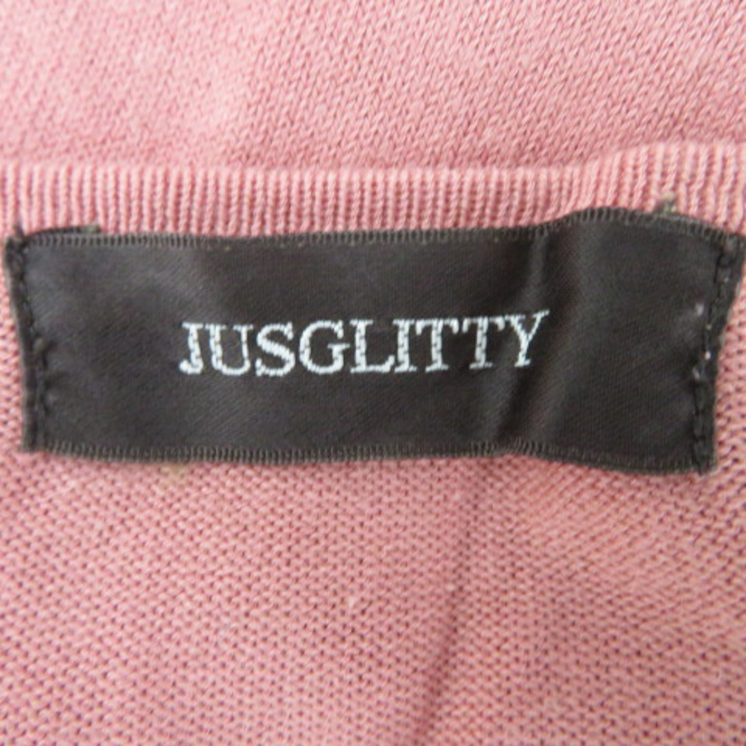 JUSGLITTY(ジャスグリッティー)のジャスグリッティー カーディガン ミドル丈 Uネック 無地 2 ピンクベージュ レディースのトップス(カーディガン)の商品写真