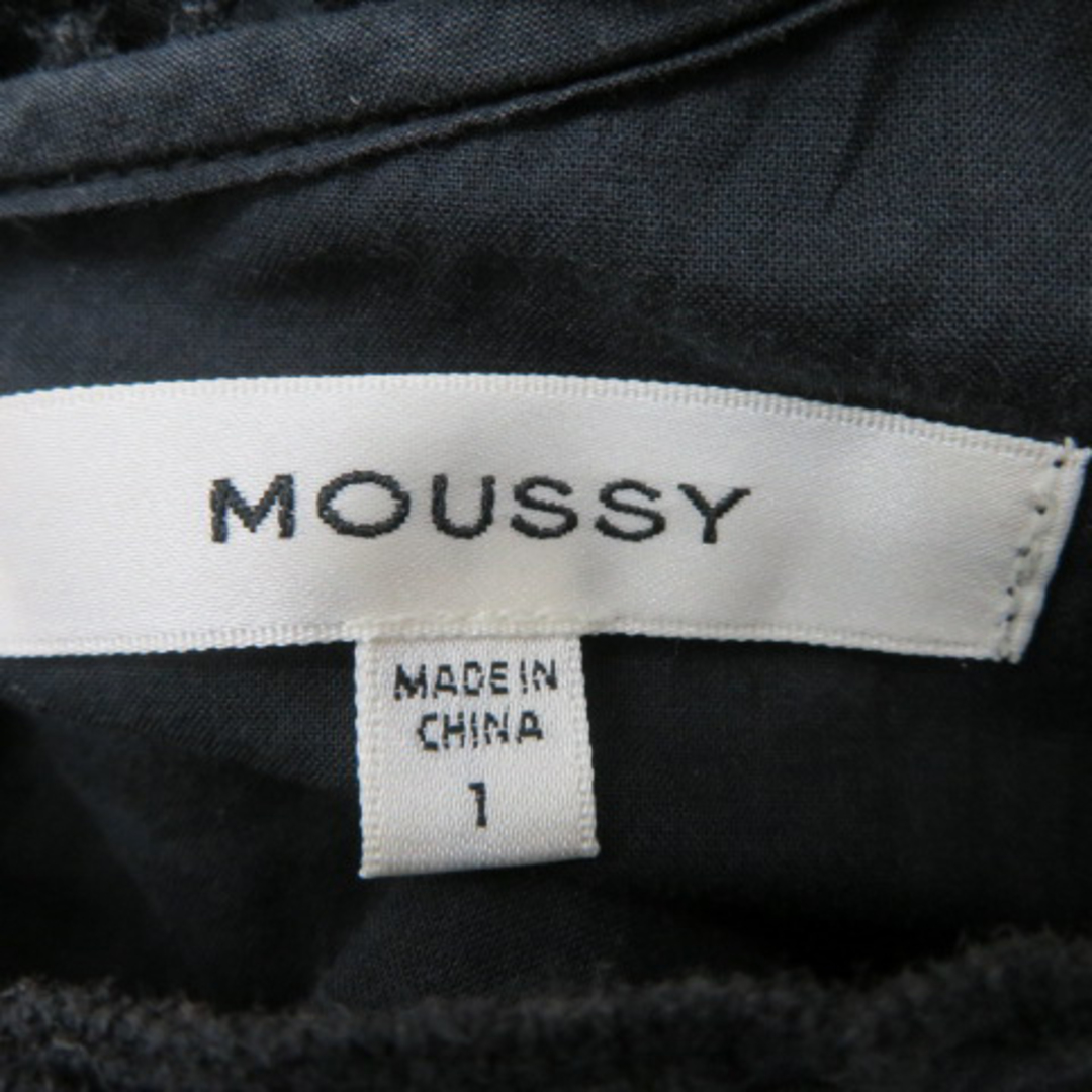 moussy(マウジー)のマウジー ワンピース ひざ丈 長袖 クルーネック レース 1 黒 ブラック レディースのワンピース(ひざ丈ワンピース)の商品写真