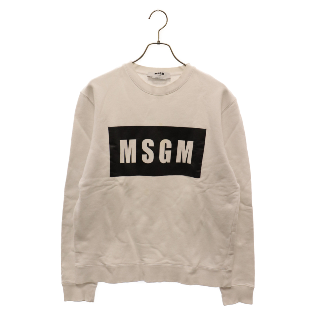 MSGM(エムエスジイエム)のMSGM エムエスジーエム ロゴプリント クルーネック 長袖スウェット トレーナー 2940MM68 ホワイト メンズのトップス(スウェット)の商品写真