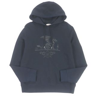 Hermes - 美品□HERMES エルメス 19AW コットン100％ エクスリブリス ドラゴン ラムレザーパッチ フーディー パーカー ダークネイビー M イタリア製 正規品 メンズ