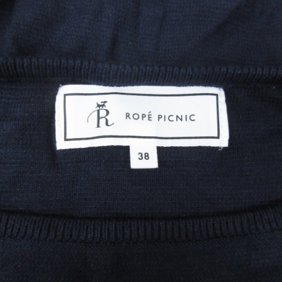 Rope' Picnic(ロペピクニック)のロペピクニック ニットカットソー 八分袖 ラウンドネック 切替 無地 38 紺 レディースのトップス(ニット/セーター)の商品写真