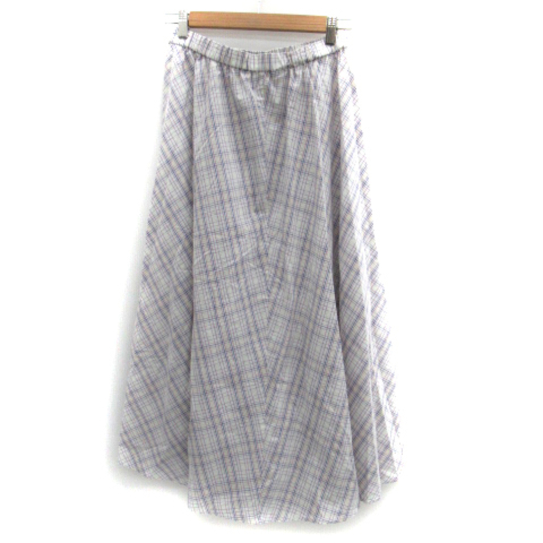 COMME CA ISM(コムサイズム)のコムサイズム フレアスカート ロング丈 チェック柄 11 マルチカラー 白 レディースのスカート(ロングスカート)の商品写真