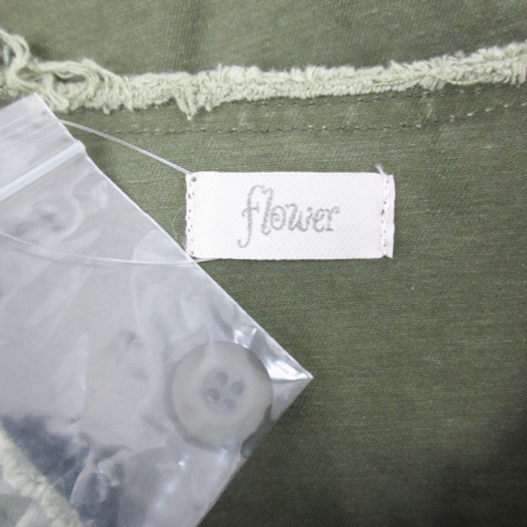 flower(フラワー)のフラワー ブルゾンジャケット ロング丈 ノーカラー シングルボタン F カーキ レディースのジャケット/アウター(ブルゾン)の商品写真
