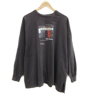 ページボーイ(PAGEBOY)のページボーイ アリシア Tシャツ カットソー 長袖 プリント チャコールグレー(Tシャツ(長袖/七分))