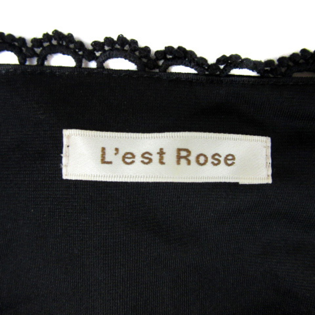 L'EST ROSE(レストローズ)のレストローズ ブラウス カットソー 長袖 ラウンドネック レース 2 黒 レディースのトップス(シャツ/ブラウス(長袖/七分))の商品写真