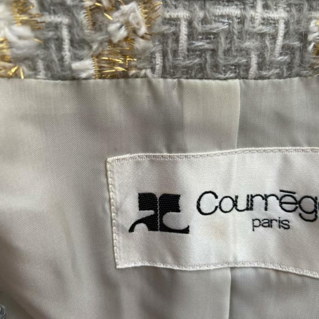 Courreges(クレージュ)のCOURREGES(クレージュ) コート サイズ9AR63 レディース - ライトグレー×ゴールド×白 長袖/ツイード/肩パッド/秋/冬 レディースのジャケット/アウター(その他)の商品写真
