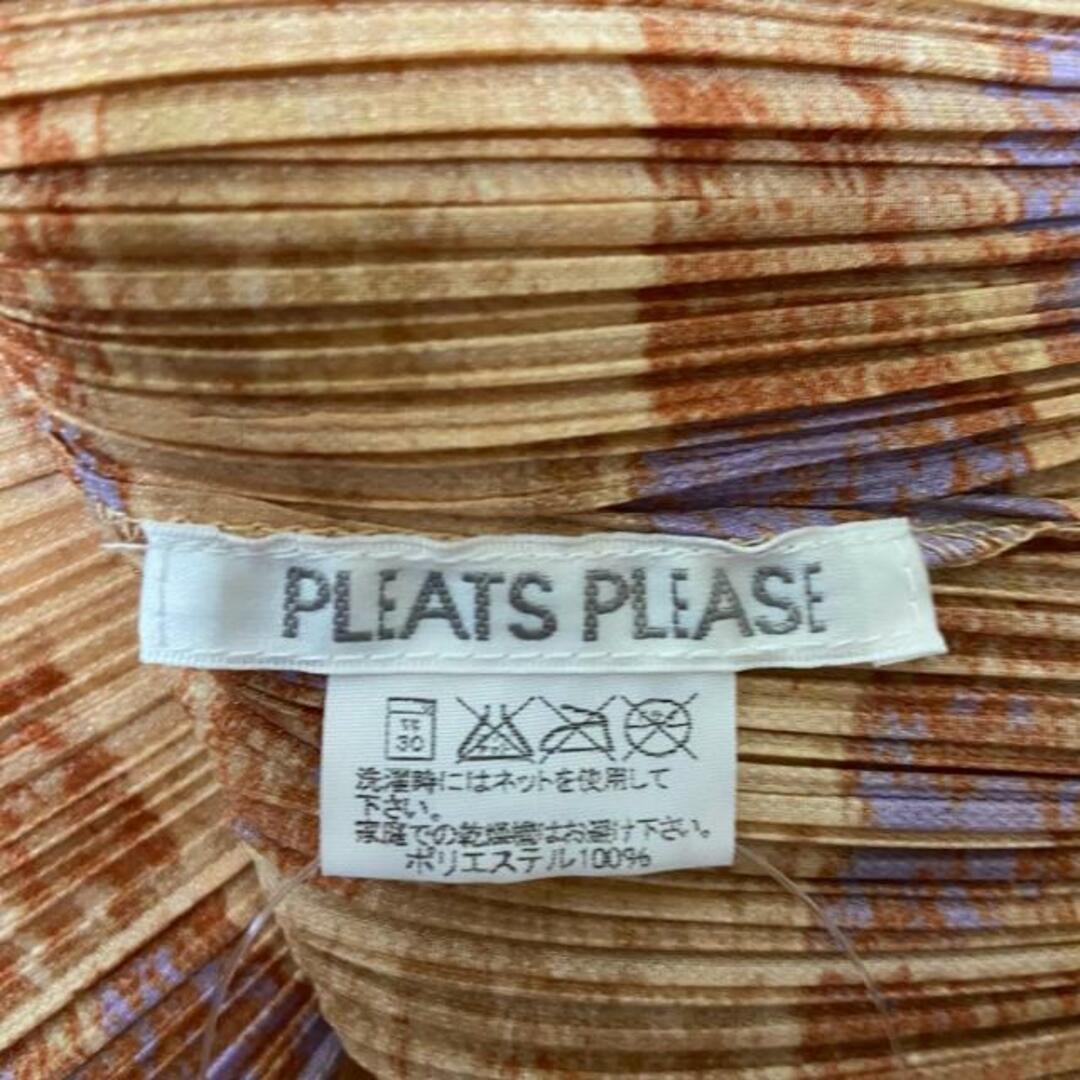 PLEATS PLEASE ISSEY MIYAKE(プリーツプリーズイッセイミヤケ)のPLEATS PLEASE(プリーツプリーズ) ワンピース サイズ4 XL レディース - オレンジ×ダークブラウン×マルチ ノースリーブ/マキシ丈/プリーツ レディースのワンピース(その他)の商品写真