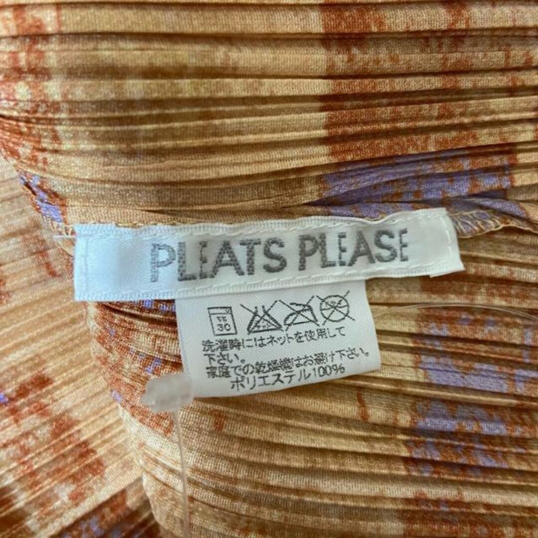 PLEATS PLEASE ISSEY MIYAKE(プリーツプリーズイッセイミヤケ)のPLEATS PLEASE(プリーツプリーズ) ワンピース サイズ4 XL レディース - オレンジ×ダークブラウン×マルチ ノースリーブ/マキシ丈/プリーツ レディースのワンピース(その他)の商品写真