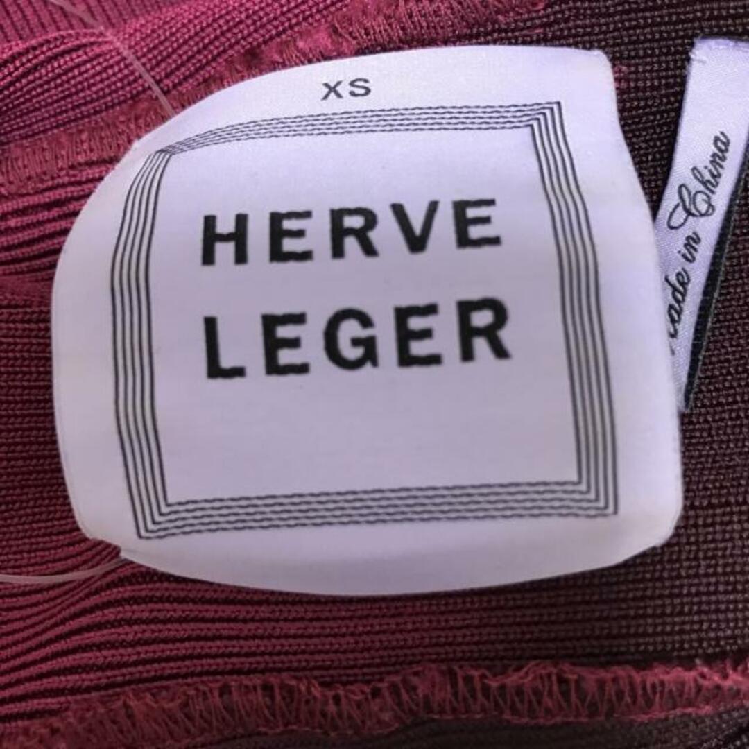 Herve Leger(エルベレジェ)のHERVE LEGER(エルベレジェ) ワンピース サイズXS レディース - ボルドー×ダークブラウン クルーネック/ノースリーブ/ひざ丈 レディースのワンピース(その他)の商品写真