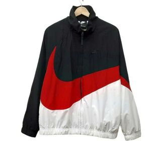 ナイキ(NIKE)のNIKE(ナイキ) ブルゾン サイズM メンズ美品  - 黒×白×レッド 長袖/ジップアップ/トリコロール/春/秋(ブルゾン)