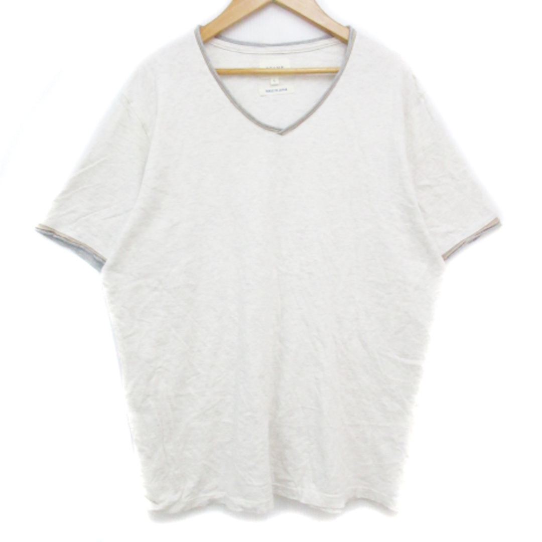 BEAMS(ビームス)のビームス Tシャツ カットソー 半袖 Vネック 総柄 L 白 グレー ホワイト メンズのトップス(Tシャツ/カットソー(半袖/袖なし))の商品写真