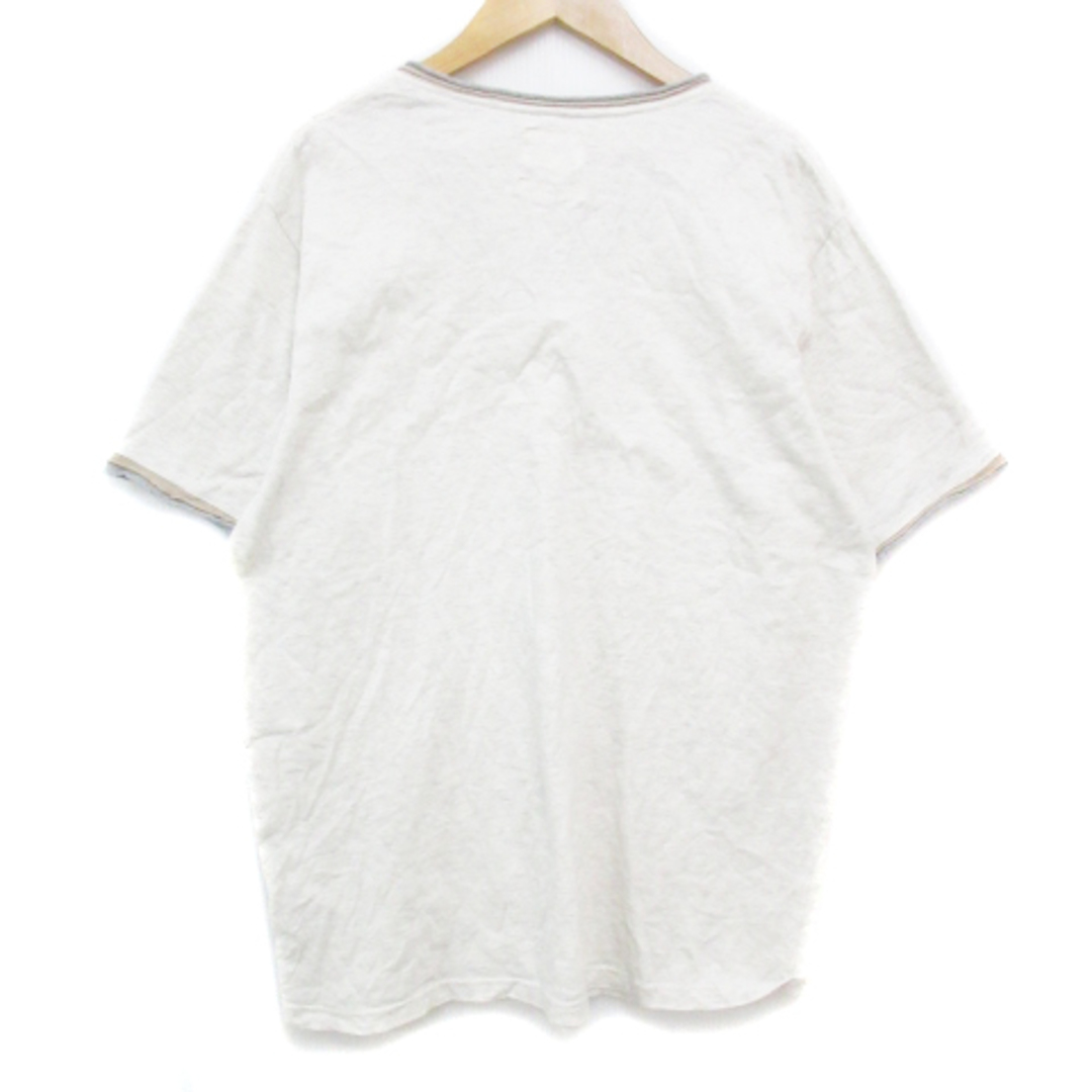 BEAMS(ビームス)のビームス Tシャツ カットソー 半袖 Vネック 総柄 L 白 グレー ホワイト メンズのトップス(Tシャツ/カットソー(半袖/袖なし))の商品写真