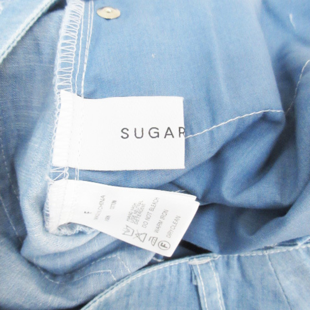 Sugar Rose(シュガーローズ)のシュガーローズ フレアスカート ロング丈 シャンブレー フリンジ F 水色 レディースのスカート(ロングスカート)の商品写真