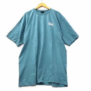 STUSSY - ステューシー ロゴ刺繍 コットン ビッグサイズ Tシャツ XXL グリーン