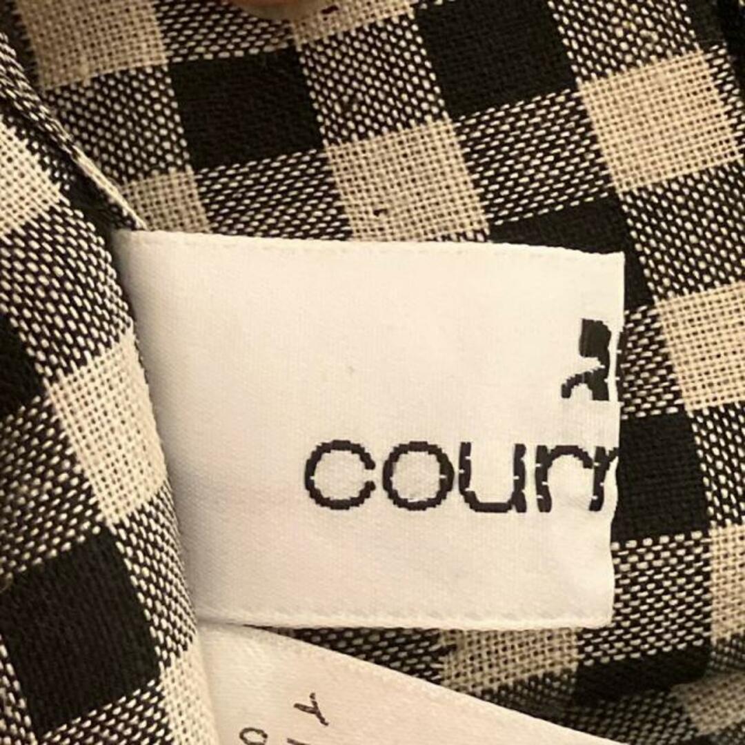 Courreges(クレージュ)のCOURREGES(クレージュ) コート サイズ40 M レディース - ダークネイビー×白 長袖/麻/チェック柄/春/夏 レディースのジャケット/アウター(その他)の商品写真