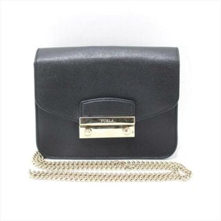 フルラ(Furla)のFURLA(フルラ) ショルダーバッグ美品  ジュリア 黒×ゴールド チェーンショルダー/ミニバッグ レザー(ショルダーバッグ)