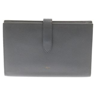 セリーヌ(celine)のCELINE セリーヌ LARGE STRAP WALLET ラージ ストラップ ウォレット 二つ折り長財布 レザー グレー(財布)