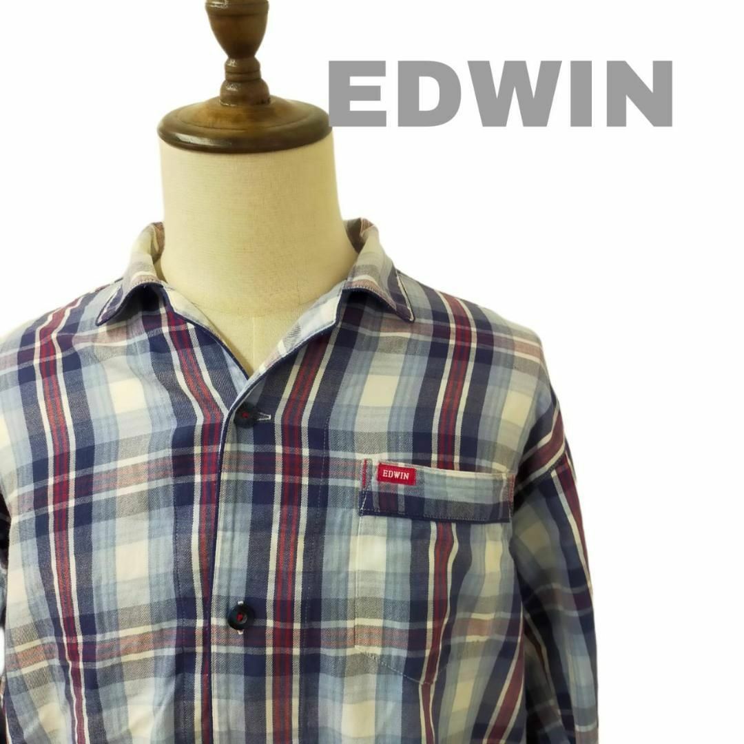 EDWIN(エドウィン)のEDWIN エドウィン チェック柄 ルームウェア 長袖 部屋着 Mサイズ 古着 メンズのトップス(シャツ)の商品写真