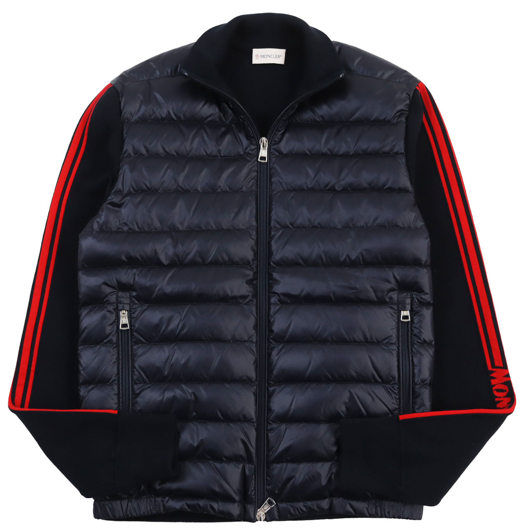 MONCLER(モンクレール)の極美品●MONCLER モンクレール 2019年製 CARDIGAN ニット切り替え ロゴ入り ダブルジップ ダウンジャケット ネイビー S 正規品 メンズ メンズのジャケット/アウター(ダウンジャケット)の商品写真