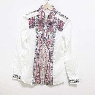 エトロ(ETRO)のETRO(エトロ) 長袖シャツブラウス サイズ38 S レディース美品  - 白×ピンク×マルチ ペイズリー柄(シャツ/ブラウス(長袖/七分))