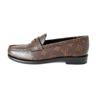 LOUIS VUITTON(ルイヴィトン) ローファー 38 1/2 レディース美品  チェス・ライン ローファー モノグラム モノグラム・キャンバス