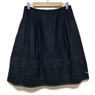 エムズグレイシー(M'S GRACY)のM'S GRACY(エムズグレイシー) スカート サイズ40 M レディース - 黒 ひざ丈/刺繍/リボン(その他)