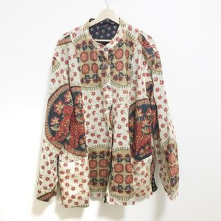 GUCCI(グッチ) チュニック レディース - 黒×アイボリー×マルチ 長袖/花柄/リバーシブル