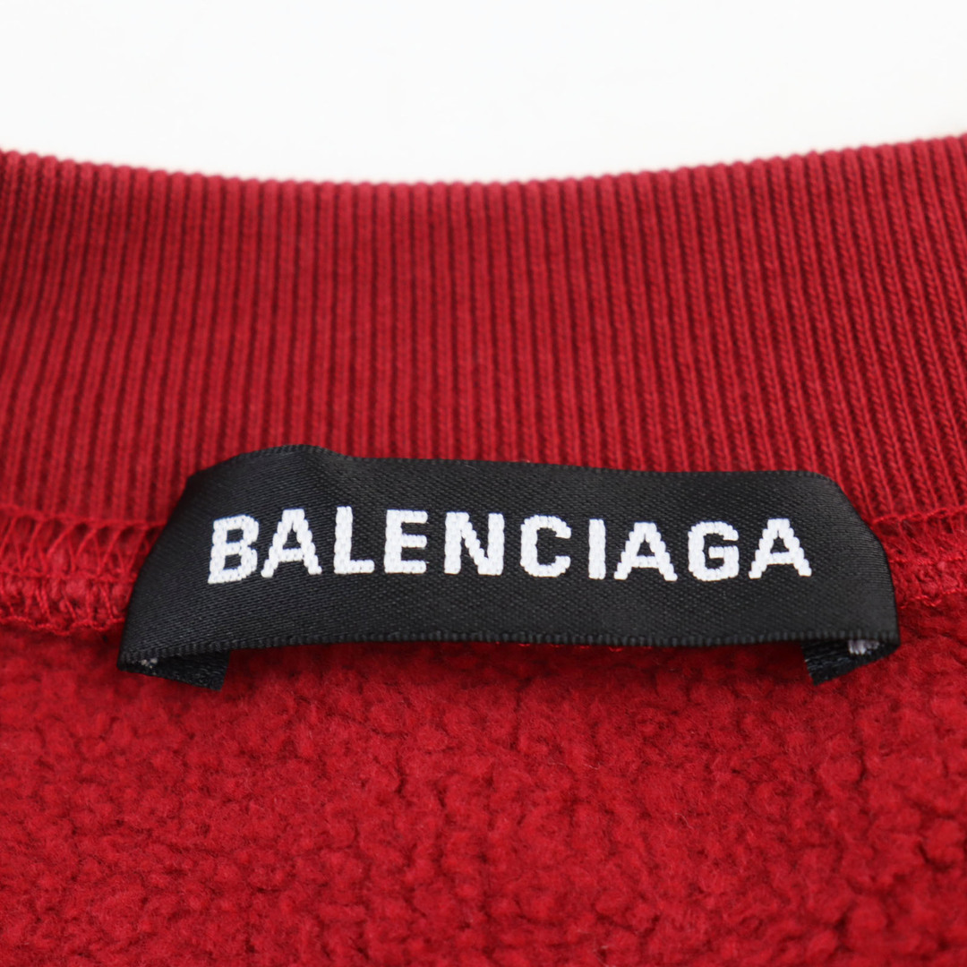 Balenciaga(バレンシアガ)の美品●BALENCIAGA バレンシアガ 2018年製 556147 ロゴプリント 裏起毛 プルオーバー スウェットシャツ ボルドー S 正規品 メンズ メンズのトップス(スウェット)の商品写真