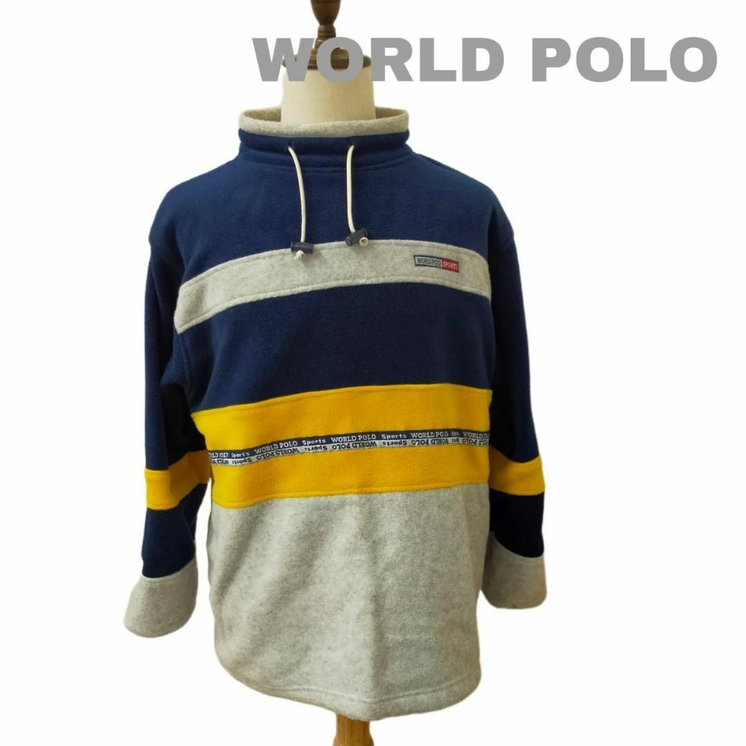 POLO（RALPH LAUREN）(ポロ)のWORLD POLO ポロ スウェット Mサイズ ネイビー イエロー メンズのトップス(スウェット)の商品写真