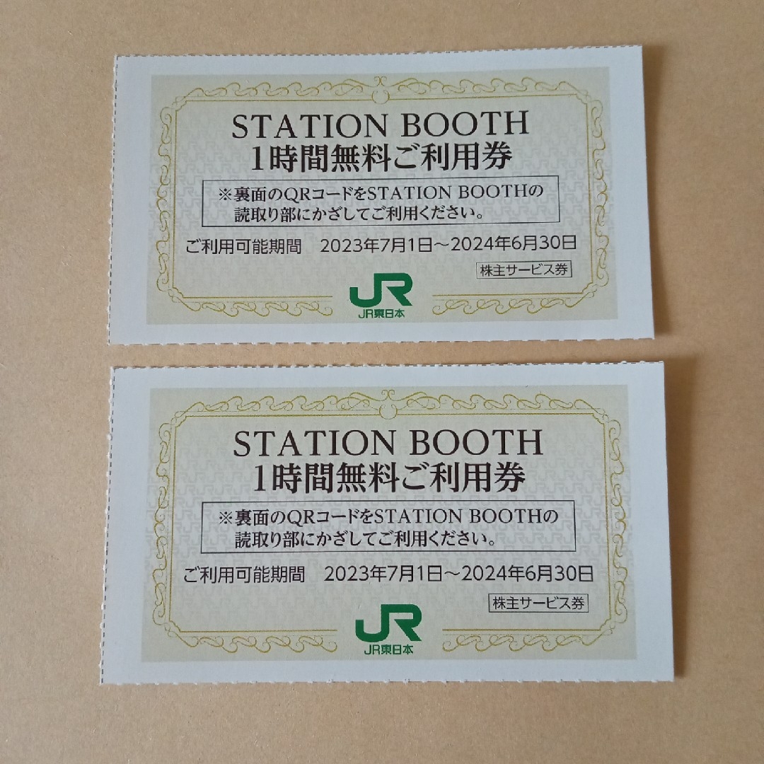 JR東日本 株主優待　ステーションブース 1時間無料券 ２枚  2時間分 チケットの施設利用券(その他)の商品写真