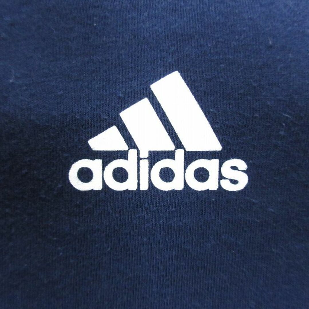 adidas(アディダス)のXL★古着 アディダス adidas 半袖 ブランド Tシャツ メンズ ワンポイントロゴ 大きいサイズ クルーネック 紺 ネイビー 24mar22 中古 メンズのトップス(Tシャツ/カットソー(半袖/袖なし))の商品写真