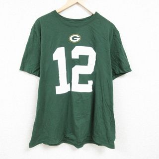 ナイキ(NIKE)のXL★古着 ナイキ NIKE 半袖 ブランド Tシャツ メンズ NFL グリーンベイパッカーズ アーロンチャールズロジャース 12 大きいサイズ クルーネック 緑 グリーン アメフト スーパーボウル 24mar22 中古(Tシャツ/カットソー(半袖/袖なし))