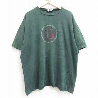 XL★古着 半袖 ビンテージ Tシャツ メンズ 90年代 90s ユニバーサルスタジオ フロリダ 刺繍 大きいサイズ コットン クルーネック USA製 濃緑 グリーン 霜降り 【spe】 24mar22 中古(Tシャツ/カットソー(半袖/袖なし))