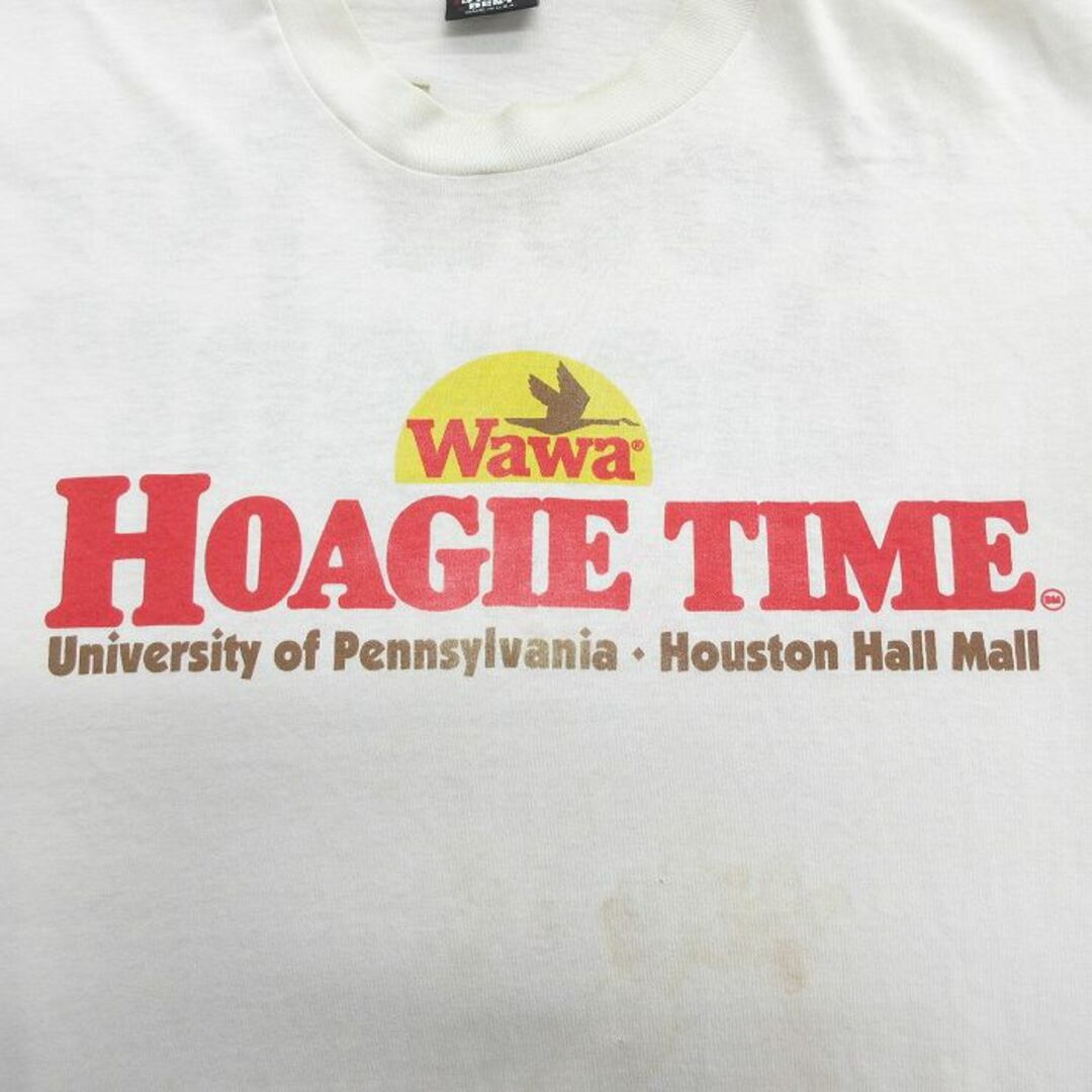 SCREEN STARS(スクリーンスターズ)のXL★古着 スクリーンスターズ 半袖 ビンテージ Tシャツ メンズ 80年代 80s HOAGIE TIME 大きいサイズ クルーネック USA製 白 ホワイト 24mar22 中古 メンズのトップス(Tシャツ/カットソー(半袖/袖なし))の商品写真