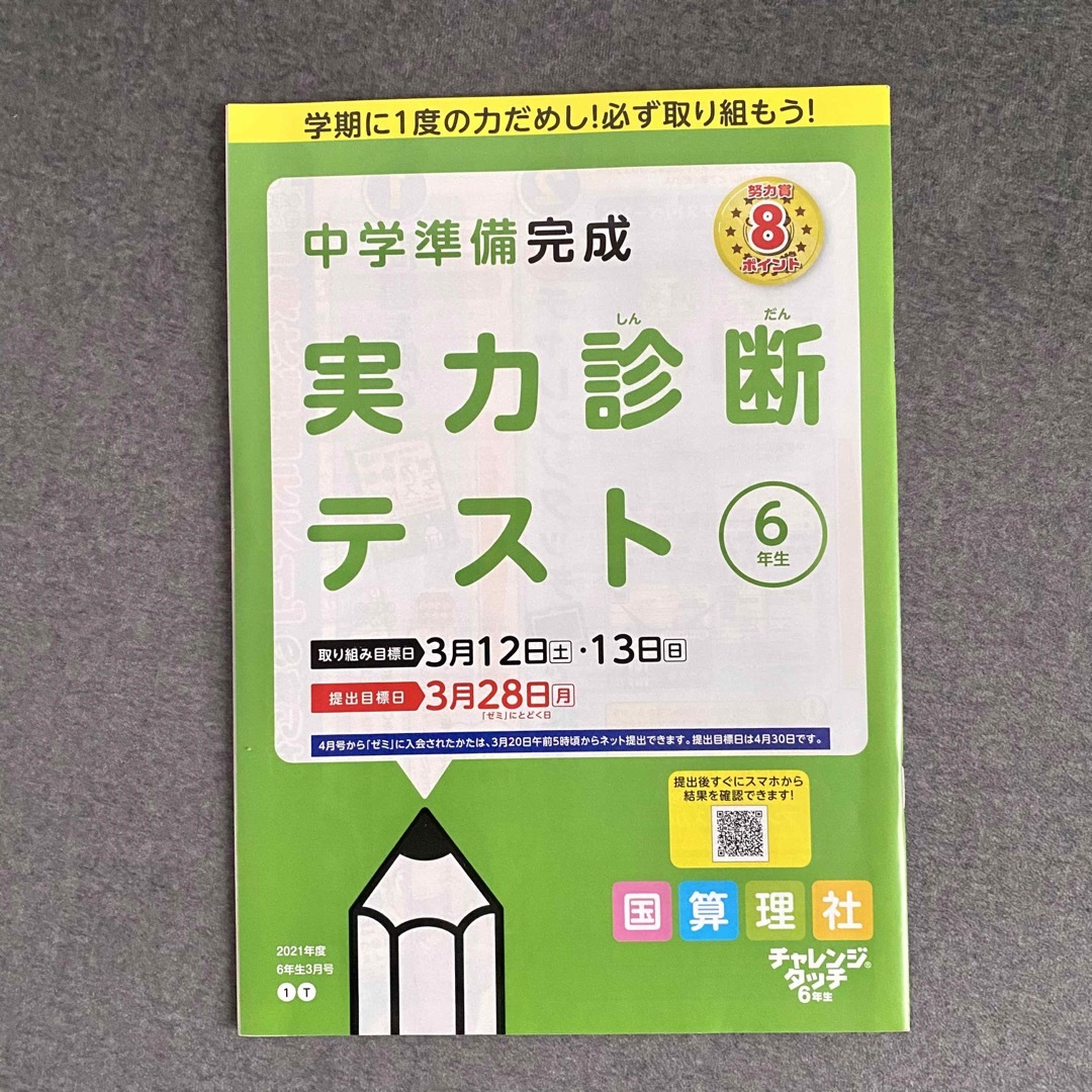 Benesse(ベネッセ)の進研ゼミ 小学講座 チャレンジ6年生 問題集　 エンタメ/ホビーの本(語学/参考書)の商品写真