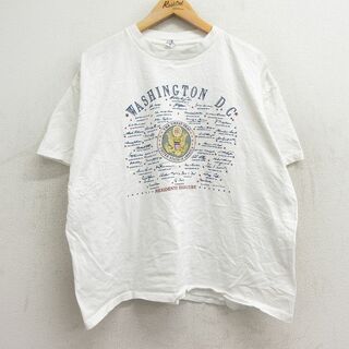 XL★古着 半袖 ビンテージ Tシャツ メンズ 90年代 90s ワシントンDC 大きいサイズ コットン クルーネック 白 ホワイト 24mar22 中古(Tシャツ/カットソー(半袖/袖なし))