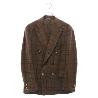 Brioni - Brioni ブリオーニ JACKET PLUME DB RGL60R カシミヤ チェック柄 2Bテーラードジャケット ブラウン 6Bゴールドデザイン