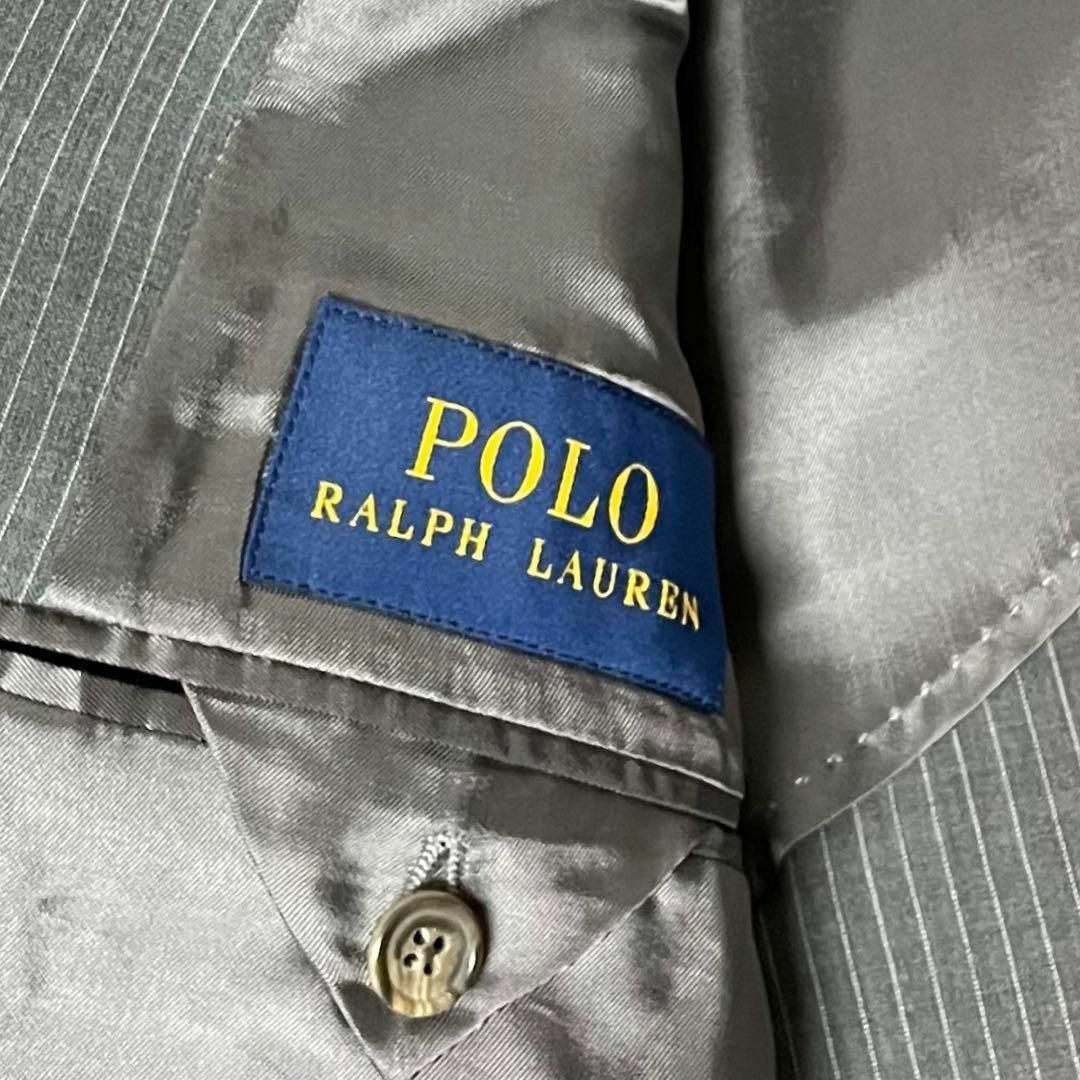 POLO RALPH LAUREN(ポロラルフローレン)の最高級【現行タグ】ポロラルフローレン イタリア製 グレーストライプスーツ 美品 メンズのスーツ(セットアップ)の商品写真