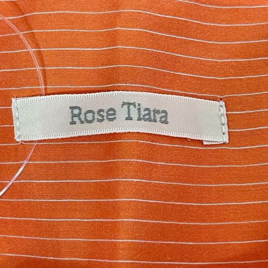 Rose Tiara(ローズティアラ)のRose Tiara(ローズティアラ) ワンピース サイズ42 L レディース美品  - オレンジ×白 クルーネック/ノースリーブ/ひざ丈/ボーダー/ストライプ レディースのワンピース(その他)の商品写真