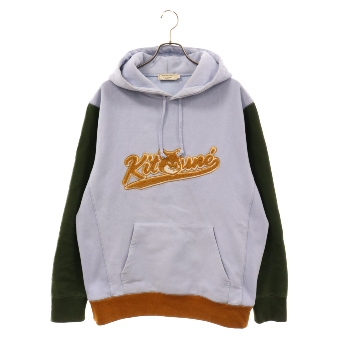 MAISON KITSUNE'(メゾンキツネ)のMAISON KITSUNE メゾンキツネ ロゴパッチ切り替えデザインプルオーバーパーカー メンズのトップス(パーカー)の商品写真